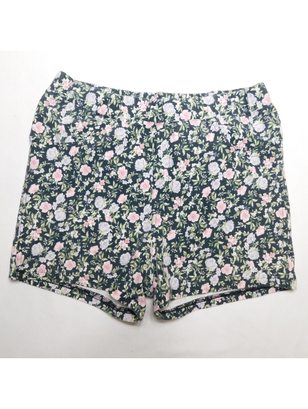 H&M Divided Womens Shorts Size L Large Floral Rose Print High Waist Knit Casual